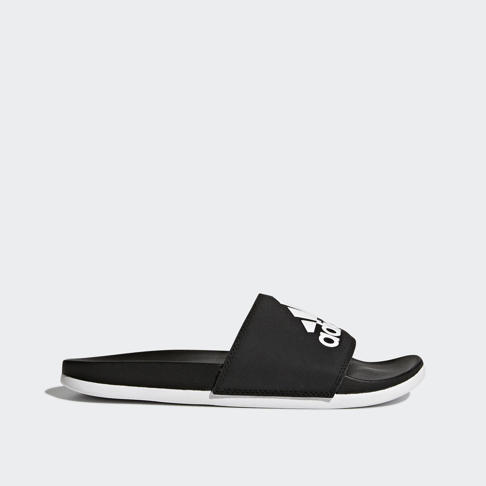 Adidas Adilette Cloudfoam Plus Logo Slides - παντοφλες γυναικεια - Μαυρα/Ασπρα/Μαυρα,Μέγεθος: EU 36